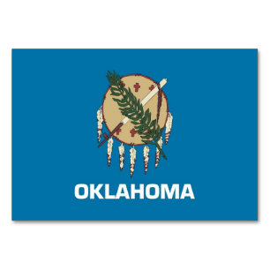 Patriotic table card with Flag of Oklahoma