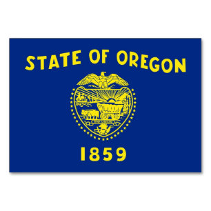 Patriotic table card with Flag of Oregon
