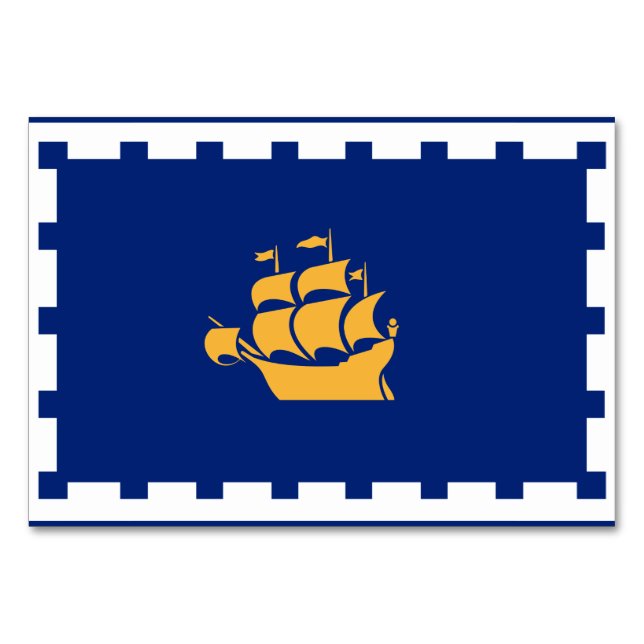 Patriotic table card with Flag of Quebec City (Front)