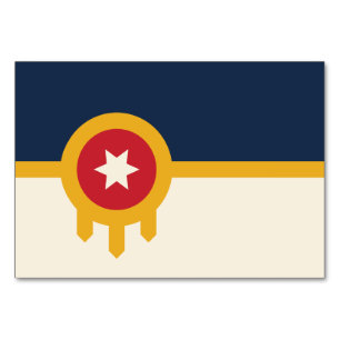 Patriotic table card with Flag of Tulsa City