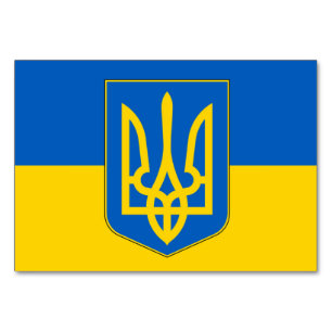Patriotic table card with Flag of Ukraine