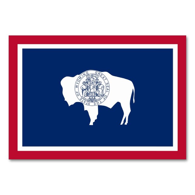 Patriotic table card with Flag of Wyoming (Front)