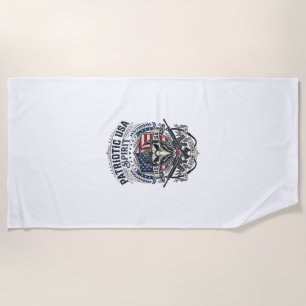 Patriotic Tactical Eagle Skull Military Inspired S Beach Towel
