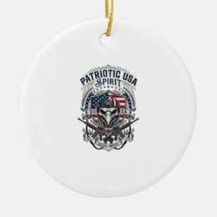 Patriotic Tactical Eagle Skull Military Inspired S Ceramic Tree Decoration