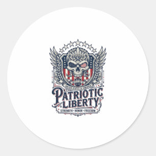Patriotic Tactical Eagle Skull Military Inspired S Classic Round Sticker
