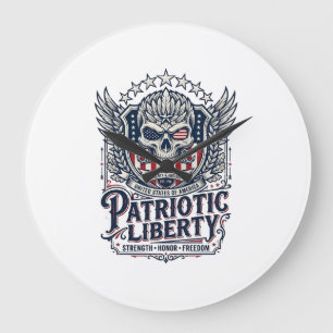 Patriotic Tactical Eagle Skull Military Inspired S Large Clock