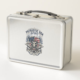 Patriotic Tactical Eagle Skull Military Inspired S Metal Lunch Box