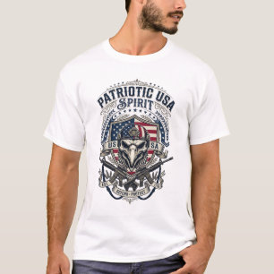 Patriotic Tactical Eagle Skull Military Inspired S T-Shirt