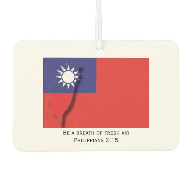 Patriotic TAIWAN FLAG | Taiwanese Map Outline Car Air Freshener (Front)