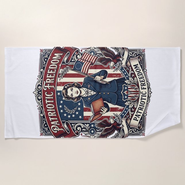 Patriotic Teacher Vector Graphic Tee_1 Beach Towel (Front)