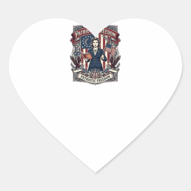 Patriotic Teacher Vector Graphic Tee_1 Heart Sticker (Front)
