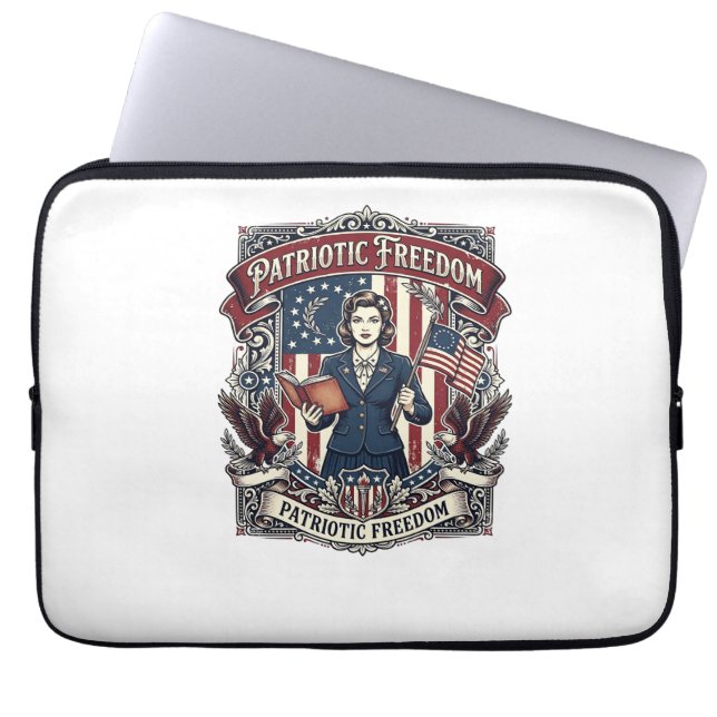 Patriotic Teacher Vector Graphic Tee_1 Laptop Sleeve (Front)