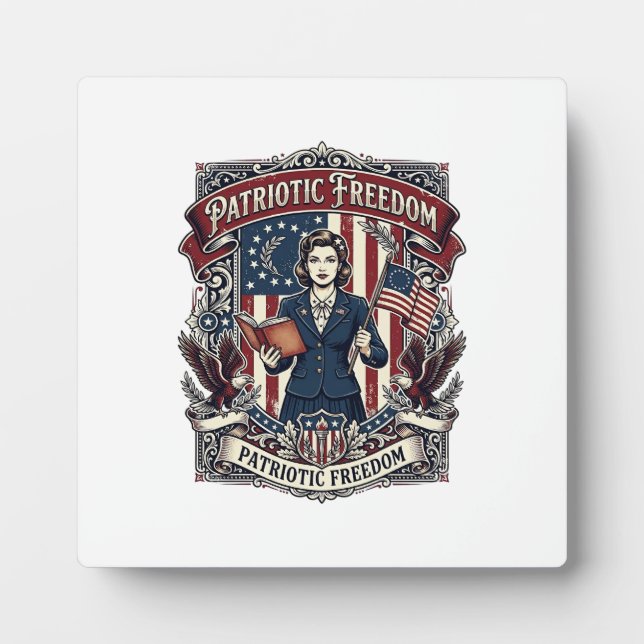 Patriotic Teacher Vector Graphic Tee_1 Plaque (Front)