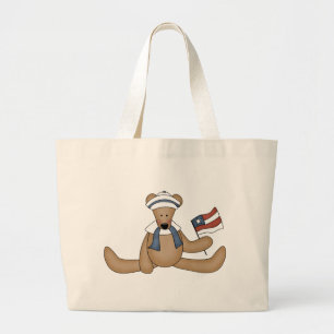 Patriotic Teddy Bear totebag Large Tote Bag