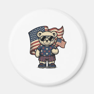 Patriotic Teddy Bear Vintage Engraving Shirt Desig Magnet