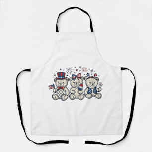Patriotic Teddy Bears Vintage Engraving Vector Des Apron