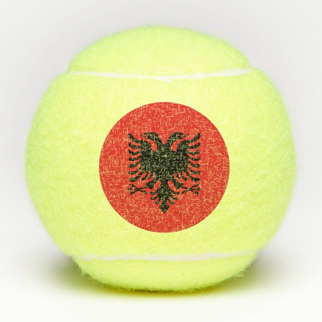 Patriotic Tennis Ball with Flag of Albania (Front)