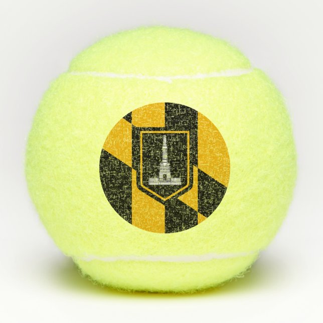 Patriotic Tennis Ball with Flag of Baltimore, USA (Front)