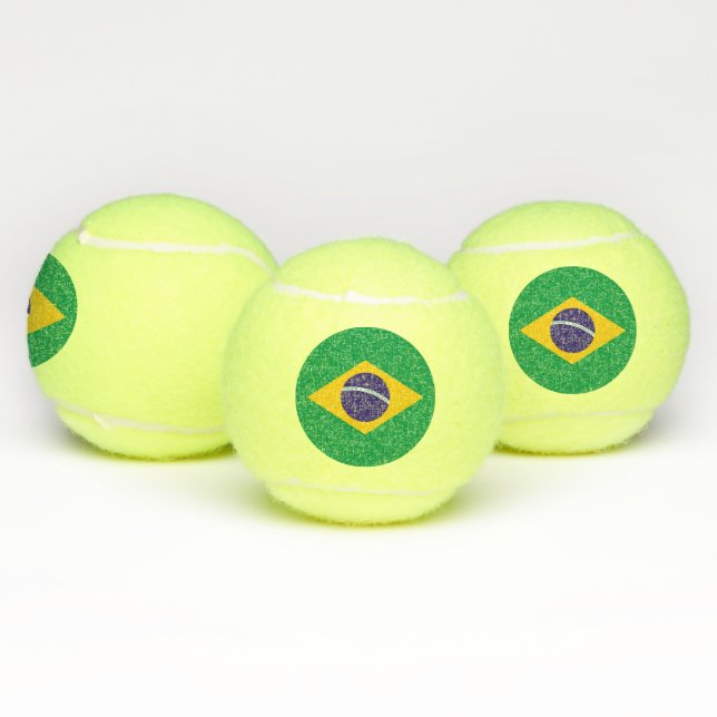 Patriotic Tennis Ball with Flag of Brazil (Multi)