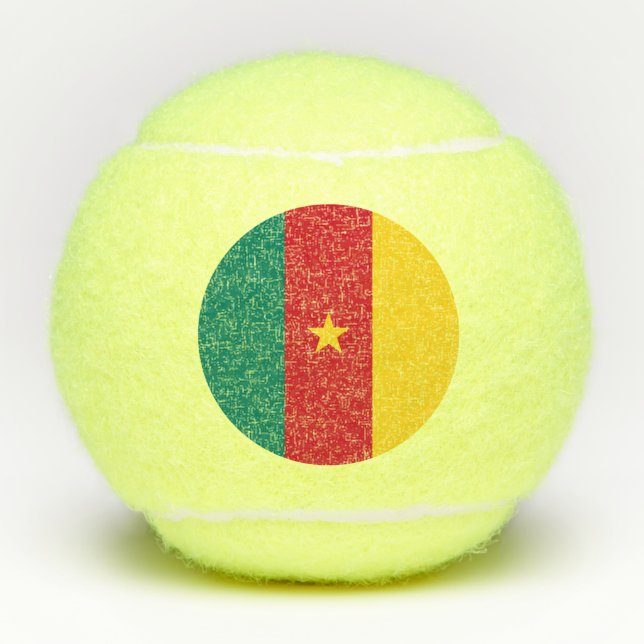 Patriotic Tennis Ball with Flag of Cameroon (Front)