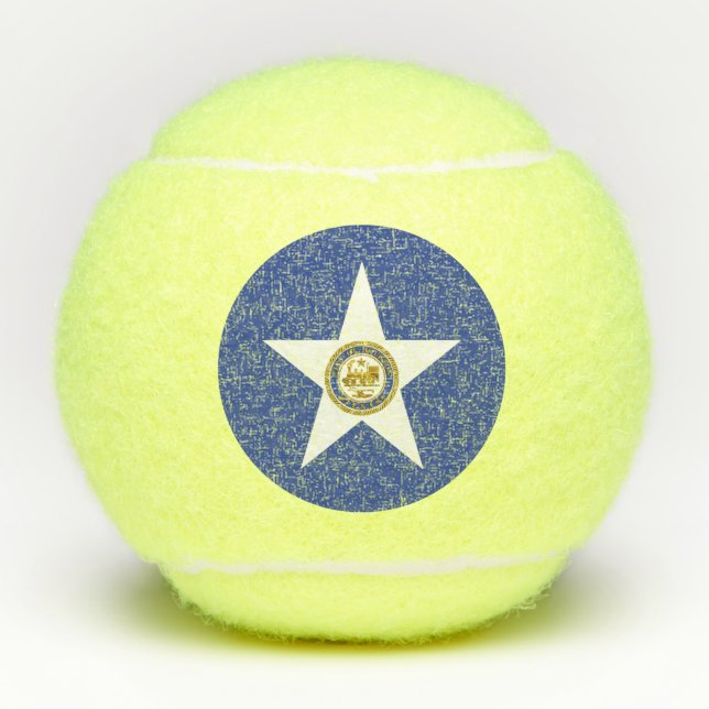Patriotic Tennis Ball with Flag of Houston (Front)