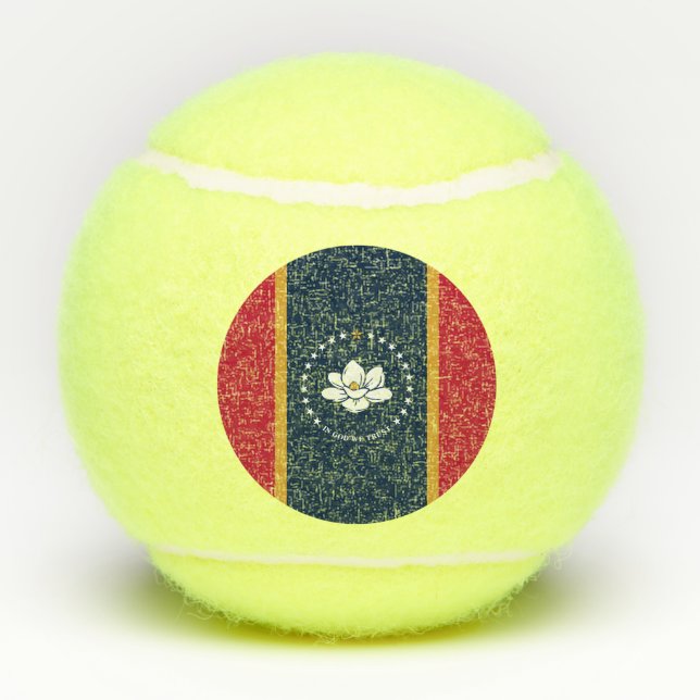 Patriotic Tennis Ball with Flag of Mississippi, US (Back)