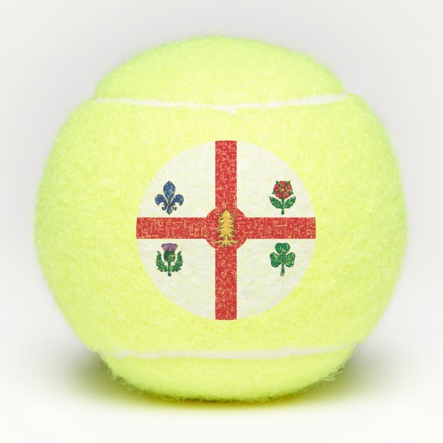 Patriotic Tennis Ball with Flag of Montreal (Front)