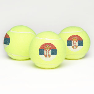 Patriotic Tennis Ball with Flag of Serbia