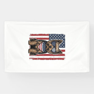 Patriotic Terrier Dog Vintage Flag Vector Design_1 Banner