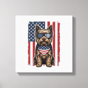 Patriotic Terrier Dog Vintage Flag Vector Design_1 Canvas Print