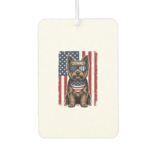 Patriotic Terrier Dog Vintage Flag Vector Design_1 Car Air Freshener
