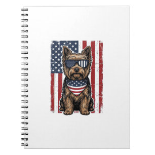 Patriotic Terrier Dog Vintage Flag Vector Design_1 Notebook