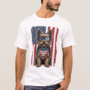 Patriotic Terrier Dog Vintage Flag Vector Design_1 T-Shirt