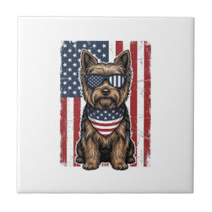 Patriotic Terrier Dog Vintage Flag Vector Design_1 Tile