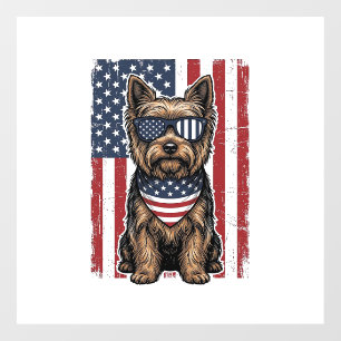 Patriotic Terrier Dog Vintage Flag Vector Design_1 Window Cling