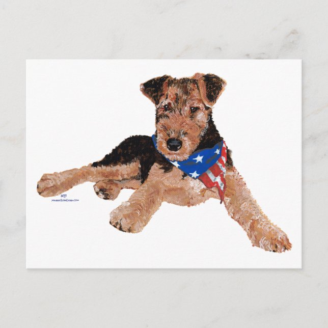 Patriotic Terrier Puppy Postcard (Front)