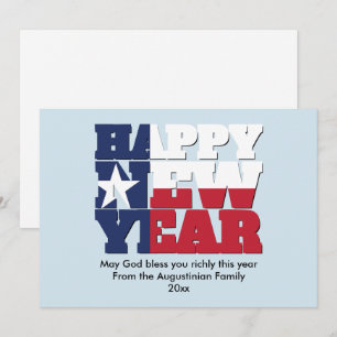 Patriotic Texan HAPPY NEW YEAR Holiday Card