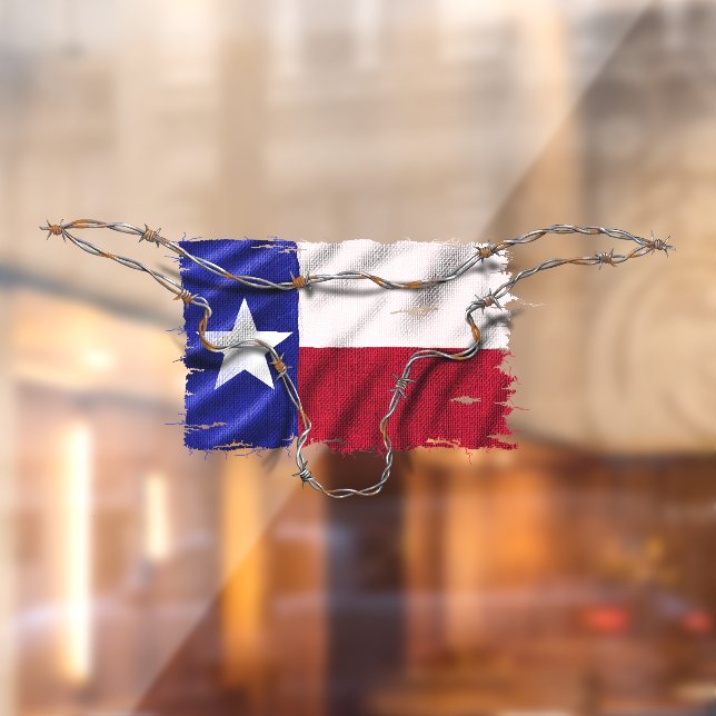 Patriotic Texas Flag Barbed Wire Bull Horns Window Cling (Sheet 2)