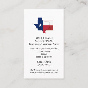 Patriotic   TEXAS FLAG   Photo Business Card