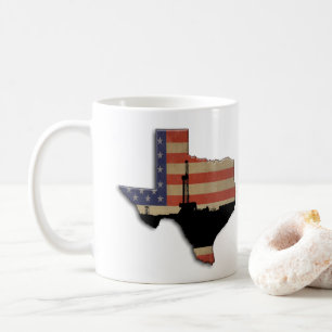 Patriotic Texas Oil Drilling Rig Coffee Mug