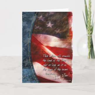 Patriotic Thank You Card with Vintage U.S. Flag