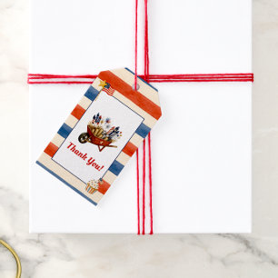 Patriotic Thank You Firework Cupcake Watercolor Gift Tags