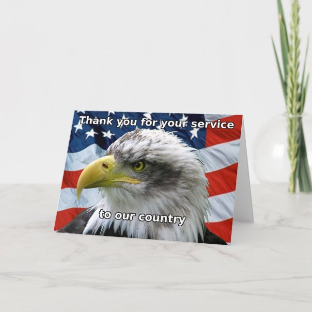 Patriotic Thank you for your service Card (Front)