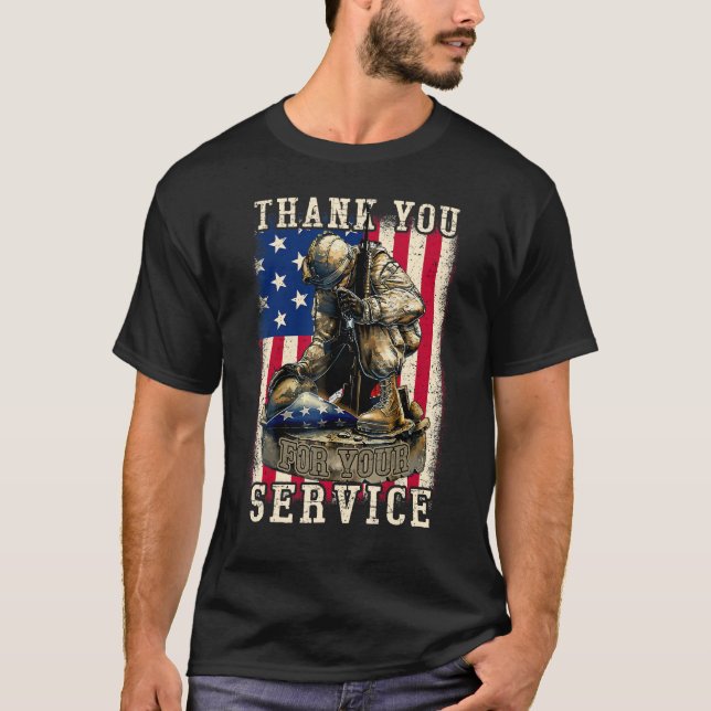Patriotic Thank You for Your Service Veteran Memor T-Shirt (Front)