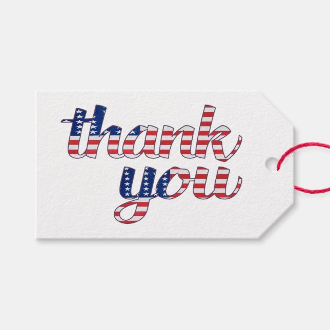 Patriotic Thank You Gift Tags (Front (Horizontal))