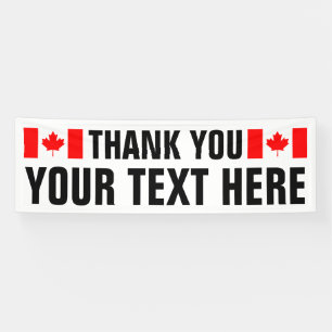Patriotic Thank You sign banner with Canadian flag