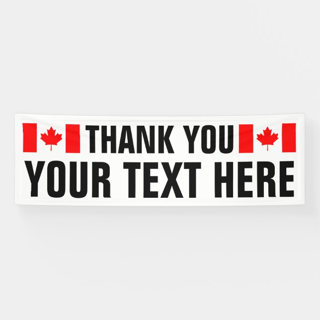 Patriotic Thank You sign banner with Canadian flag (Horizontal)