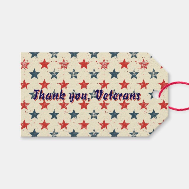 Patriotic Thank You Veterans Appreciation Gift Tag (Front (Horizontal))