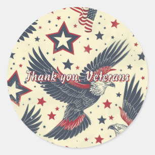 Patriotic Thank You Veterans Gift Sticker Label