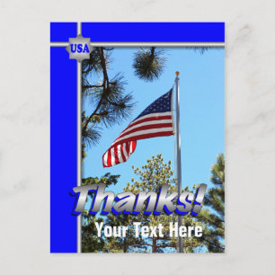Patriotic Thanks Postcard for Troops